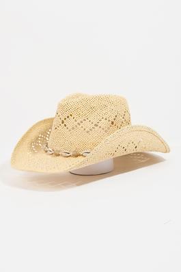 Puka And Bead Charm Cord Paper Braided Fedora Hat