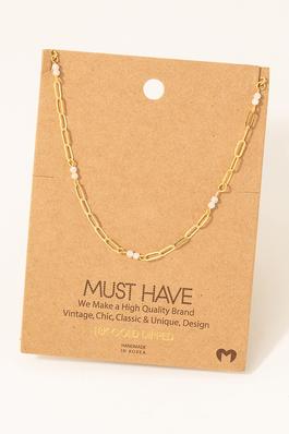 Dainty Chain Link Bead Station Necklace