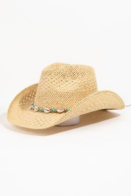 Puka Shell Cord Paper Braided Fedora Hat