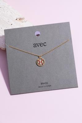 Pave Baseball Pendant Chain Necklace