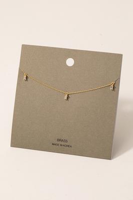 Mini Rhinestone Baguette Gem Charms Chain Necklace