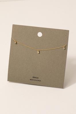 Mini Rhinestone Disc Gem Charms Chain Necklace
