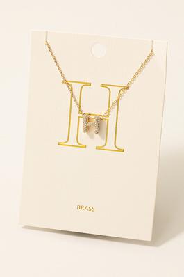 Pave Letter H Pendant Chain Necklace