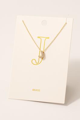 Pave Letter J Pendant Chain Necklace