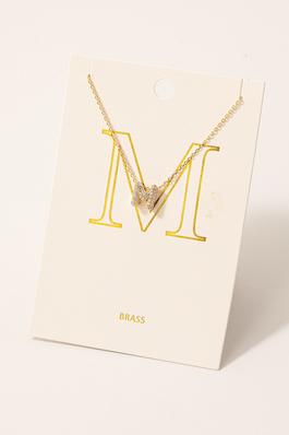 Pave Letter M Pendant Chain Necklace