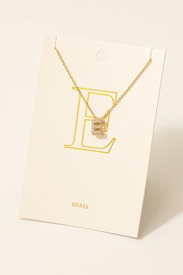 Pave Letter E Pendant Chain Necklace