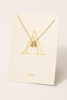 Pave Letter A Pendant Chain Necklace
