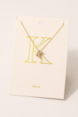 Pave Letter K Pendant Chain Necklace