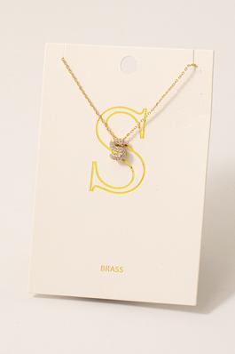 Pave Letter S Pendant Chain Necklace