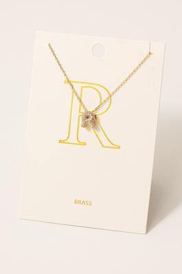 Pave Letter R Pendant Chain Necklace