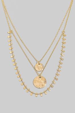 Metallic Disc Pendants And Charms Layered Necklace