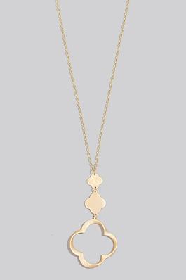 Tiered Clover Pendant Long Chain Necklace