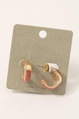 Enamel Clear And Metallic Hoop Earrings