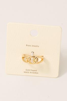 Gold Dipped Interlinked Strands Open Band Ring