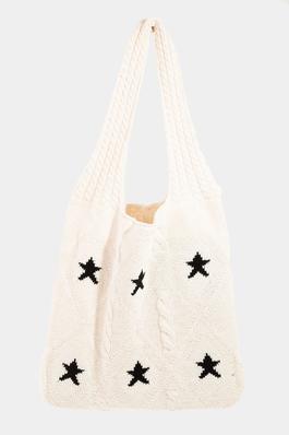 Star Pattern Intricate Crochet Tote Bag