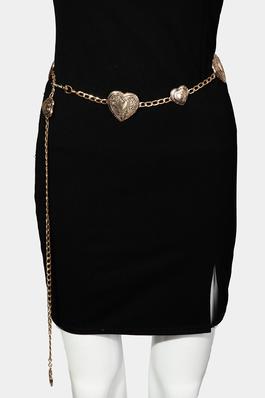 Embroidered Heart Link Chain Belt