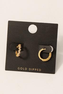 Gold Dipped Cz Pave Mini Hoop Earrings