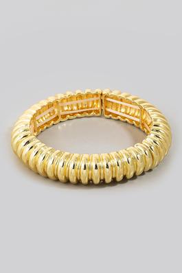 Gold Dipped Elastic Textured Bangle Bracelet