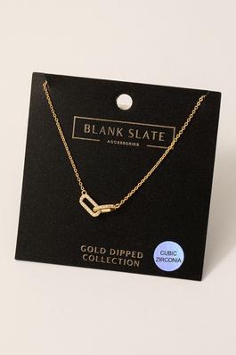 Gold Dipped Pave Double Chain Link Charm Necklace
