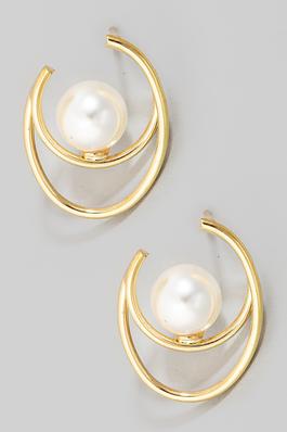 Oval Pearl Post Earrings