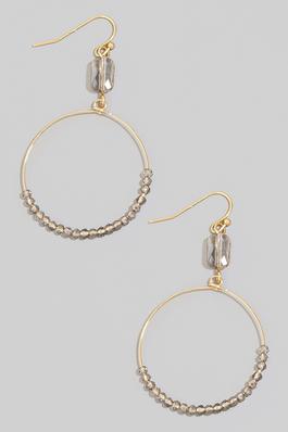 Faceted Glass Beaded Hoop Dangle Earrings