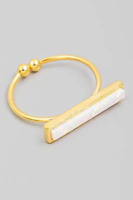 Delicate Opal Bar Charm Ring