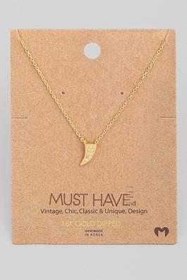 Pave Mini Horn Pendant Necklace