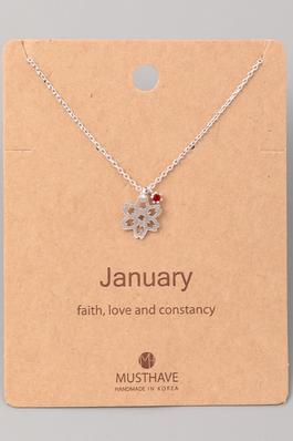 January Birthstone Charm Necklace