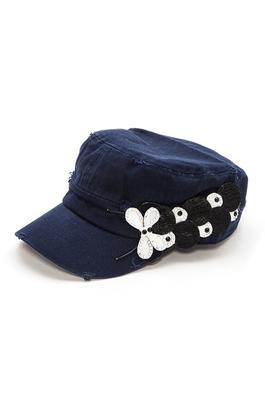 Butterfly Satin Embellished Fashion Cadet Cap