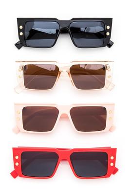 Studded Retro Square Sunglasses Set