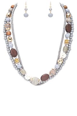 Mix Beads Layered Necklace Set