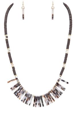 Fringe Bar Mix Beads Necklace Set