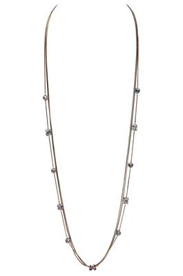 Multi Chain Station Crystal Long Necklace