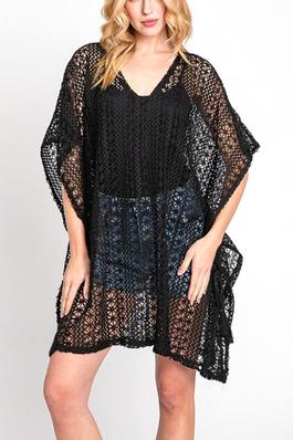 Open Knit Crochet Cover UP Poncho
