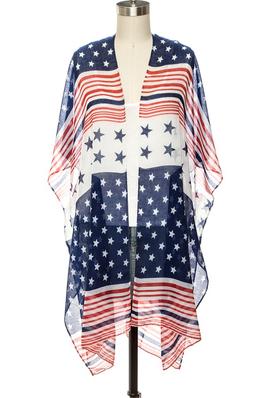 Americana Star Printed Kimono Cardigan