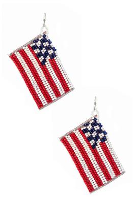 Beaded American Flag Earrings