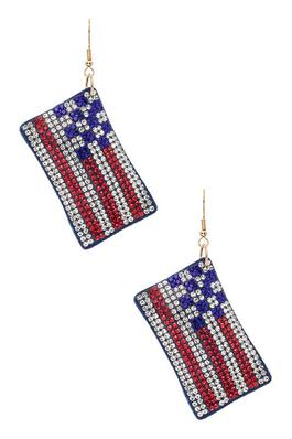 USA Flag Rhinestone Iconic Pillow Earrings