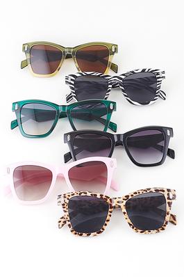 Bolted Cat Eye Mix Print Sunglasses Set