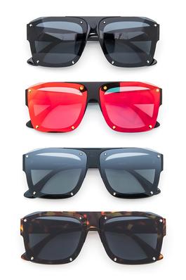 Bolt Studded Unisex Square Sunglasses Set