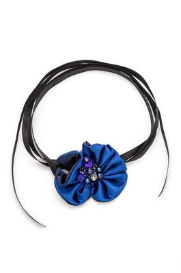 Satin Flower Convertible Tie Choker Necklace