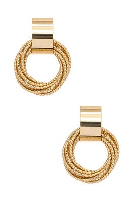 Textured Metallic Twist Ring Fashion Earrings