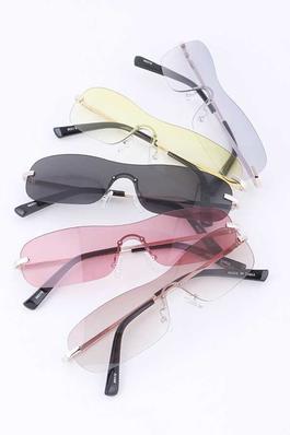 Rimless Curved Lens Light Tint Sunglasses Set