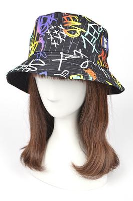 Graffiti Print Reversible Bucket Hat