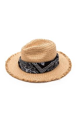 Bandana Convertible Fringe Straw Hat