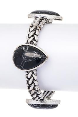 Teardrop Stone Textured Stretch Bracelet