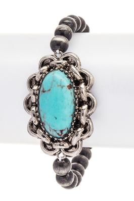 Turquoise Navajo Beads Stretch Bracelet