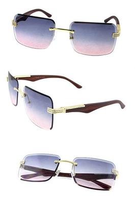 Unisex rimless square plastic sunglasses